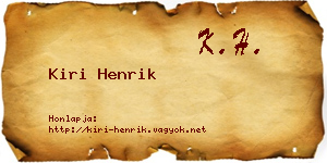 Kiri Henrik névjegykártya